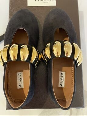 ALAÏA Embellished Jewel suede ballet flats
